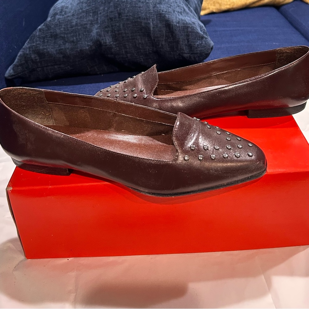 Brown leather flats size 8.5